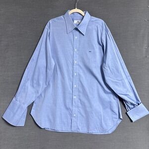 Oxxford Clothes Custom Dress Shirt 17.25/37 Blue USA Made Double French Cuff (B)